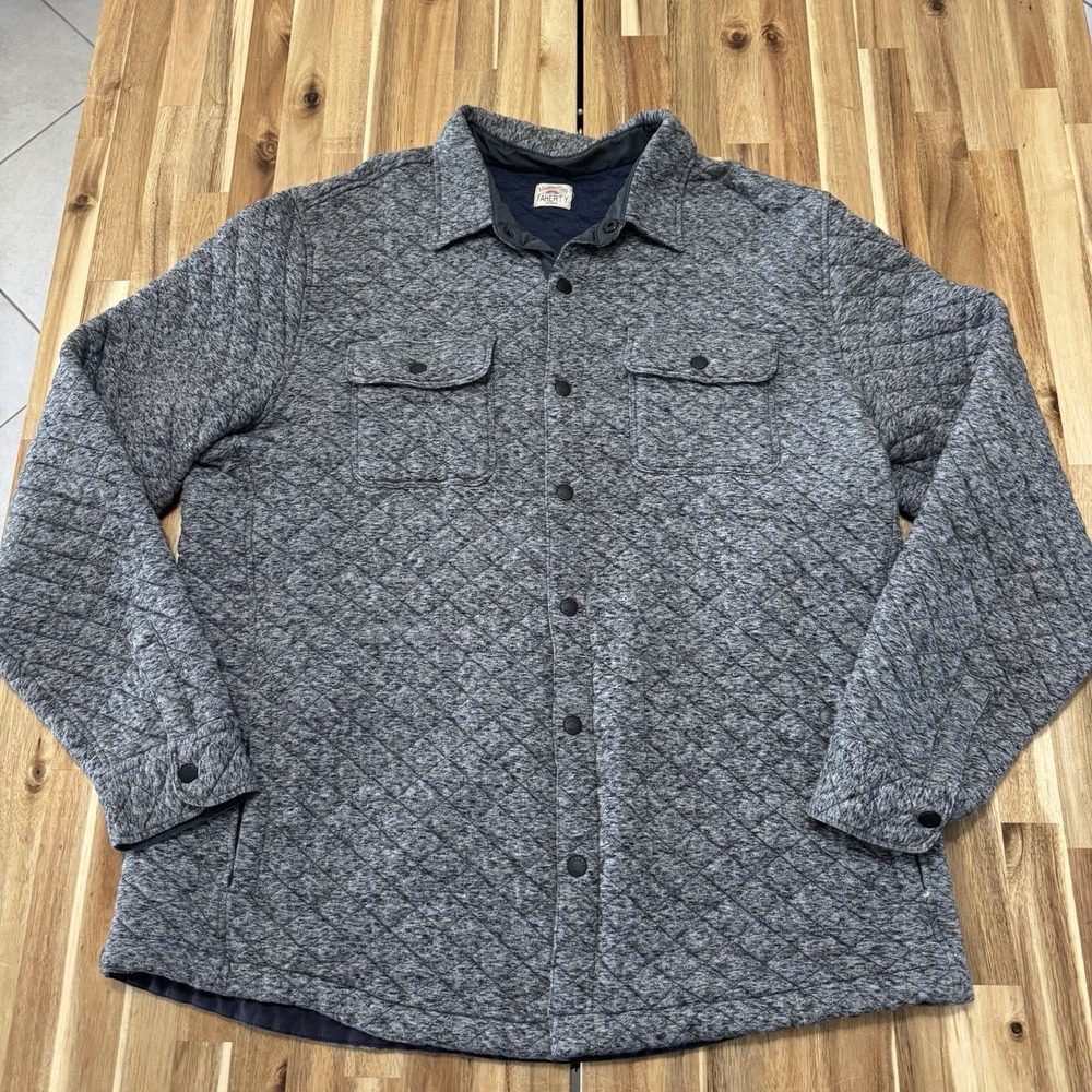 Faherty Epic Quilted Fleece CPO Mens 2XL Gray Snap Button Shacket Outdoor Jacket
